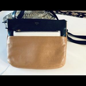 Fossil Crossbody Soft, Pebbled, Colour Block Leather Bag, GUC